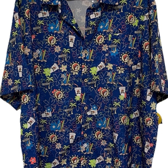 Buc-ees Beaver Hawaiian Tropical Camper Button Shirt‎ Sz 4X NWT Fits Like 3XL - Picture 1 of 9
